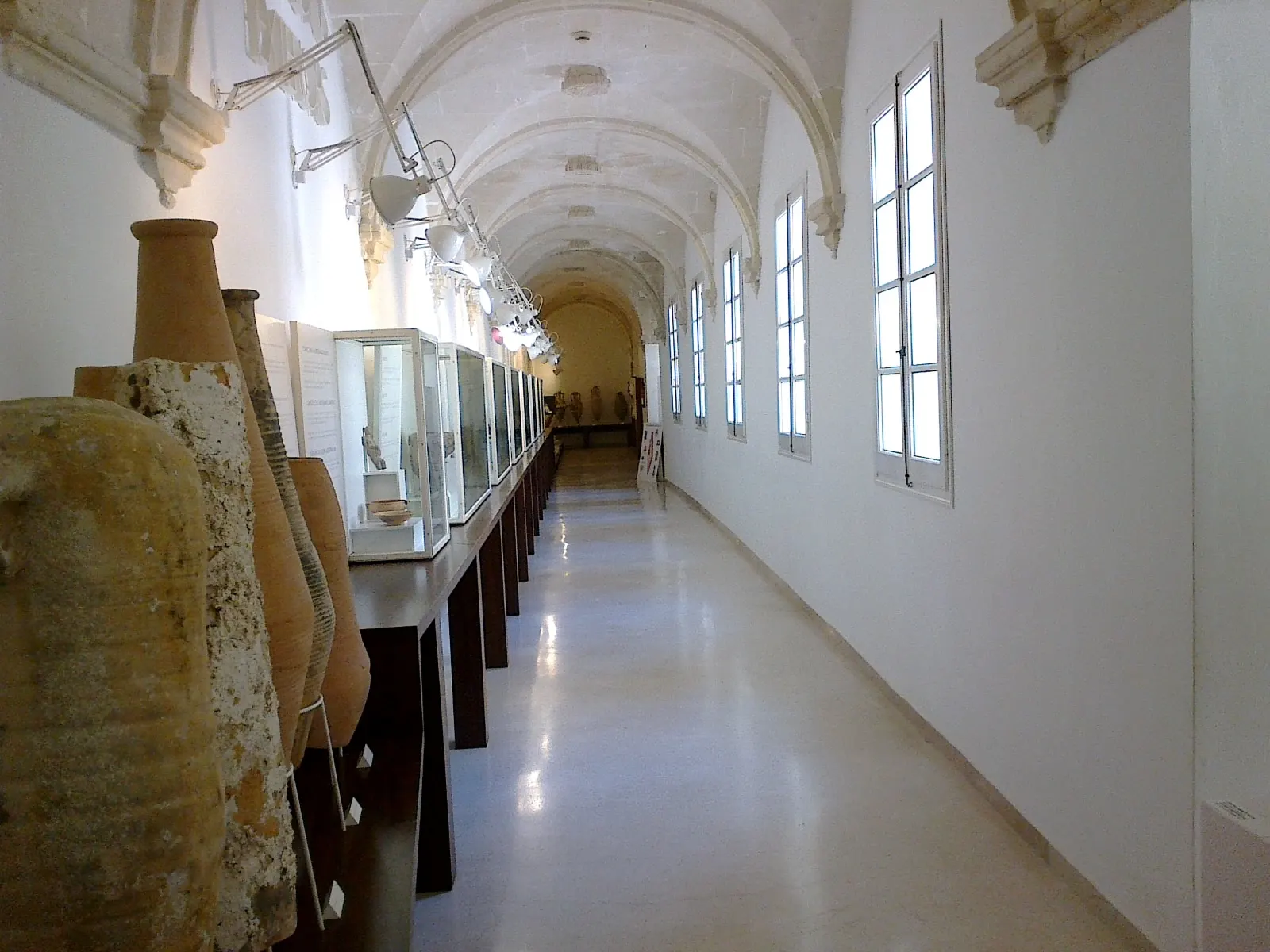 La galería abovedada del Museu de Menorca, con las vitrinas alineadas junto a las ventanas