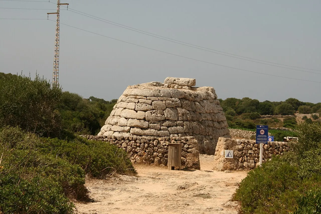 The Naveta des Tudons, a prehistoric collective tomb shaped like an inverted ship's hull, near Ciutadella (Menorca).